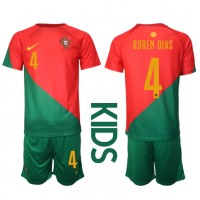 Portugal Ruben Dias #4 Hemmadräkt Barn VM 2022 Kortärmad (+ Korta byxor)